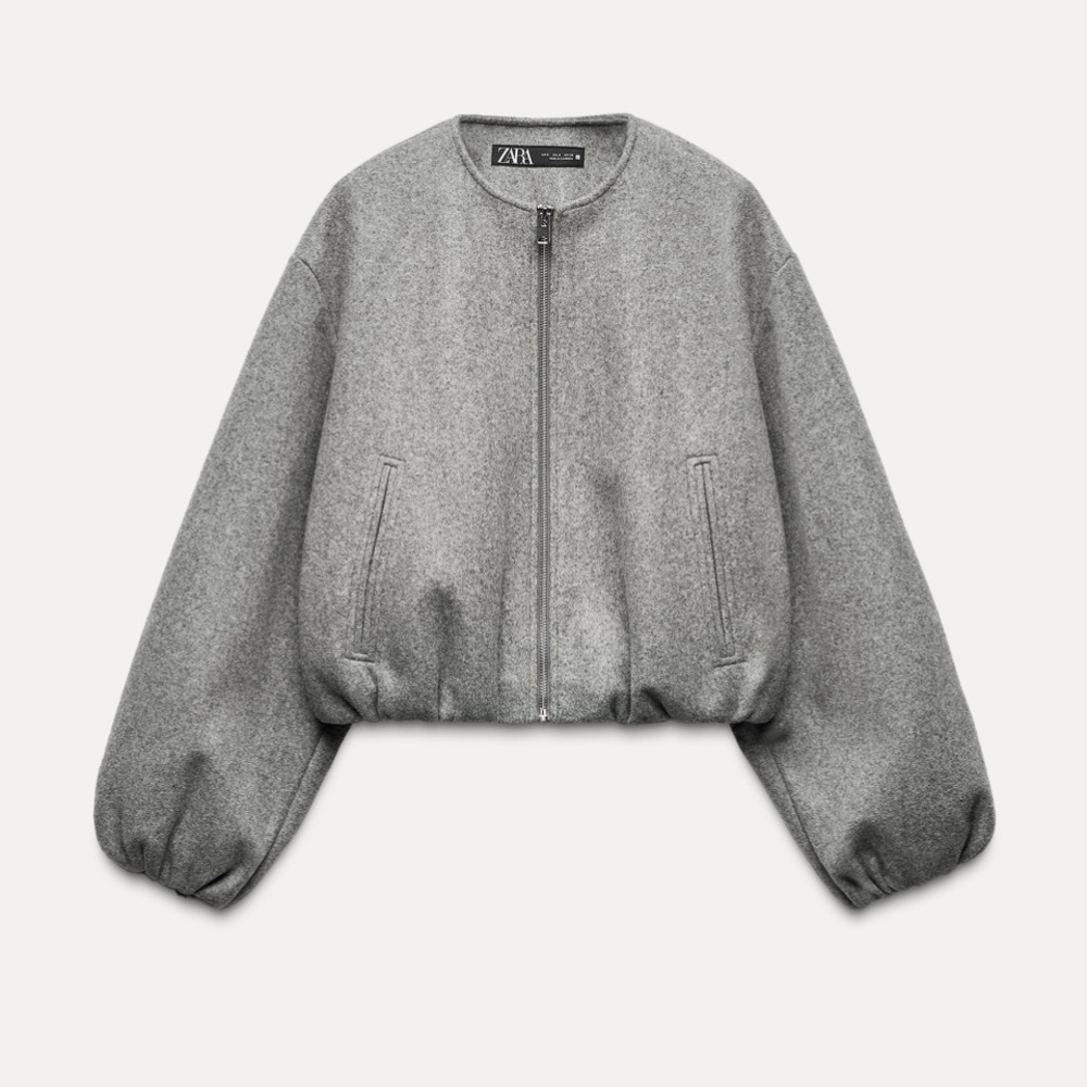 Zara Gray Bomber Jacket for Women